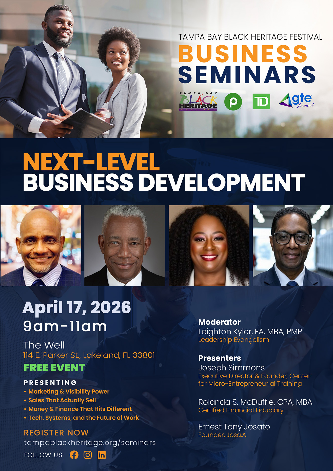 TAMPA BAY BLACK HERITAGE FESTIVAL - BUSINESS SEMINARS : NEXT-LEVEL BUSINESS DEVELOPMENT